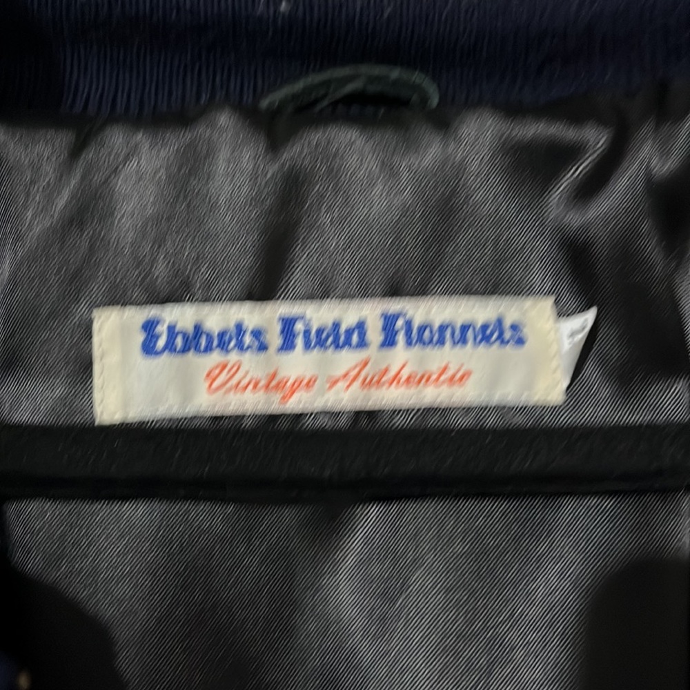 Ebbets Field Flannel Baseball Authentic with leather sleeves jacket.Worn 2x only - Picture 2 of 3